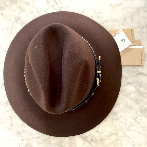 Golden Goose Coffee-brown Golden Collection Fedora hat with studded leather - Picture 3 of 6
